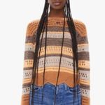 Mother The Mock Neck Scallop Alpaca Sweater Misty Mountain Sz XS Tan Photo 0