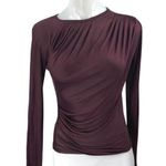 Intermix Purple Long Sleeve Pleated Ruched Slim Fit Crop Blouse Shirt Top Size S Photo 0
