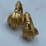 Trifari Vintage Crown  teardrop shaped hoops. Clip style Photo 3