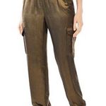 BCBG Maxazria Cian Metallic Cargo Joggers Black Gold Photo 2
