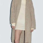 ZARA Tan Ribbed Knit Long Coat Cardigan Jacket Photo 9