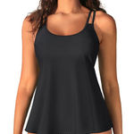 Black Flowy Tankini Tops Modest Conservative Swimsuit Size XL NWT #2191 Photo 0
