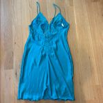 Vtg Olga Slip Aqua Lace Low Back NWT Size 32 Small Blue Photo 2