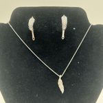 Quarter Carat Diamond Feather Earrings and Necklace set Photo 4