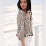 AYR  Black and White‎ Ruffled Silk Blouse Size S EUC Photo 1