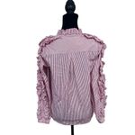 Greysn Red And White Striped Ruffled Long Sleeves Ruffled Shirt Size S Photo 1