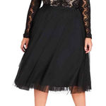 City Chic  Black and Tan Rare Beauty Lace Bodice Long Sleeve Midi Dress Size 18 Photo 0