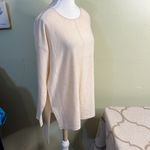 Kerisma  Elegant Cream Mercerized wool blend lightweight high low sweater, M/L Photo 3