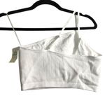 Aerie Womens Bralette Crop Top Shelf Bra Strappy One Shoulder Ribbed White L Photo 1