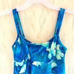 VTG Mainstream Women's Size 12 Tropical Floral One Piece Skirted Swimsuit Blue Photo 2