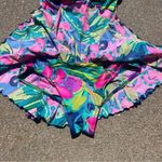 Catalina Vintage  neon tropical ruched skirted swimsuit with halter strap size 8 Photo 3
