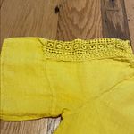 Terzo Millennio Italian Linen Top S/S Crochet Inserts Mustard Yellow LARGE Gold Photo 1