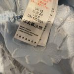 Topshop  Shirt Womens 8 Textured Baby Blue Floral Puff Sleeve Semi Sheer Blouse Photo 6