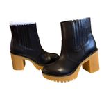 Brand New Elegant Black Heeled Boots with Tan Sole by Sun + Stone Size 5 Women’s Photo 2