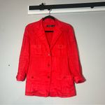 Ralph Lauren Lauren  Linen Red Blazer Jacket Button Shirt Top  Size 6 Photo 4
