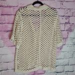 Solitaire  CREAM TEXTURED OPEN CROCHET BUTTON FRONT CARDIGAN LAYERING TOP MEDIUM Photo 1