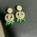 Pakistani Indian Bollywood Style Elegant Green and Silver Jewelry Set Photo 2
