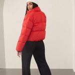 Athleta  Summit Cropped Puffer Jacket Winter Down Coat Red Orange Size XS FLAW Photo 1