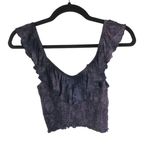 American Eagle  Womens Ruched Ruffle Soft & Sexy Crop Top Gray XS Photo 0