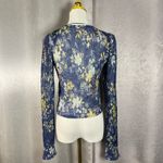 We The Free  Floral Crinkle Long Sleeve Button Up Cropped Top Medium Photo 4