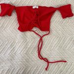 Red Lace Up Crop Top Size XS Photo 0