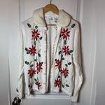 VINTAGE Victoria Jones White Embroidery Christmas Cardigan size L Size L Photo 3