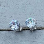 Stainless Steel 9mm Clear CZ Stud Earrings Silver Photo 3