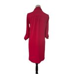 Jones New York Button Front Shirt Dress Raspberry Pink Roll Tab Sleeve Sz 4 READ Photo 1