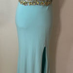 Kiss Kiss Formal 3709 beaded bodice cutout back jersey prom dress NEW 8 Blue Photo 0