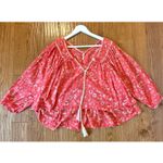 Free People  Never a Dull Moment red daisy boho blouse Photo 3