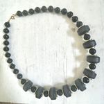 Dark gray gold tone beaded statement necklace Photo 0