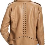 rpym‎ Faux Leather Moto Jacket Tan Brown Studded Accents Full Zip [Size XL] Photo 10