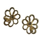 Vintage Gold Tone Floral Faux Pearl Statement Earrings Jewelry for Her Post Back Gold Photo 3