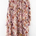 Aura  Floral Chiffon Mini Dress Medium Women's Spring Long Sleeve Pleated Dress Photo 1