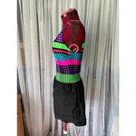 swimsuit one piece striped Vintage 1990s shorts hot pink blue green Size 12 Photo 5