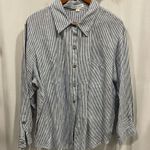 Karen Kane Vintage 80’s-90’s classic blue white stripe linen blouse luxury Photo 0