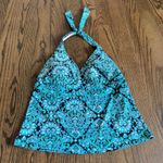 Lands' End  Womens Teal Green Black Paisley Halter Tankini Swim Suit Top Size 14 Photo 0