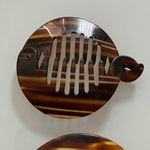 2 Vintage French Circle Cincher Ponytail Holder Hair Comb Brown Photo 4