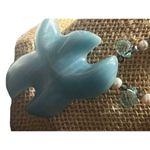 Larimar Large Pendant Necklace Sesame Jasper Beads Toggle Clasp 20" Photo 1