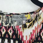 Anthropologie Figueroa Flower  Peasant Top Blouse Shirt Crochet Geo Black Pink M Photo 4