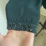 ZARA  Beaded Button Down Blouse XS Dark Green Semi Sheer Corpcore Boho Chic Artsy Photo 9