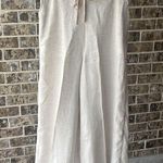 H by Halston Halston Linen Pants Tie Belt Elastic Back Waist Wide Leg Beige Photo 2
