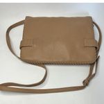 ALLSAINTS  Tan Beige East West Leather Flap Over Crossbody Bag Purse Zip Around Photo 11