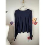 Free People  Navy Textured Back Pleated Blouse - Size - Large Photo 2