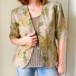 Vintage 80s Floral Print Blazer/Jacket Size M/8 Greens/Tans Cottagcore Tailored Green Photo 0