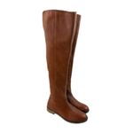Lucky Brand * Generall Boots Womens 7? Brown Leather Tall Faux Fur Foldover Zip Photo 3
