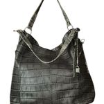 G.I.L.I Gray Croc Embossed Genuine Leather Satchel Handbag. Photo 0