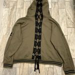 NEW LANY women's 26/28 (3X) lace up thick pullover hoodie sweatshirt green/black Green Photo 3