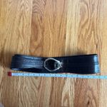 Y2K Wide Brown Leather Belt Silver Gem Buckle Western Glam Statement M/L‎ 39" Photo 4