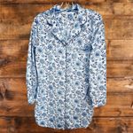 The Company Store Nightshirt Small Cottagecore Button Front Cotton Nightgown Blue Photo 2